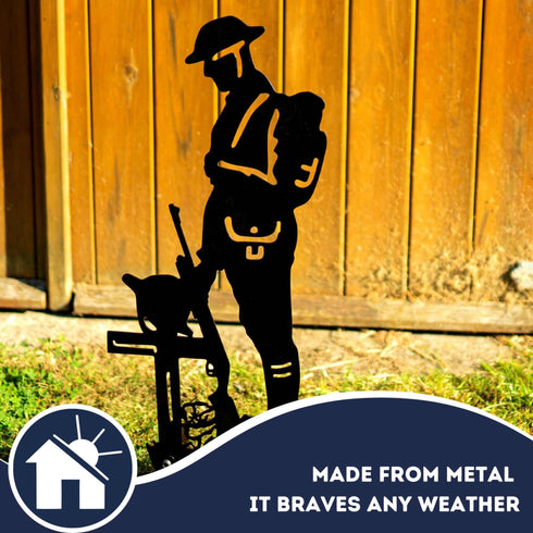 Lest We Forget Soldier Silhouette Military Statue Remembrance Day Sculpture Army Poppy Metal Art Laser Cut Figurine Veteran Tribute Memorial